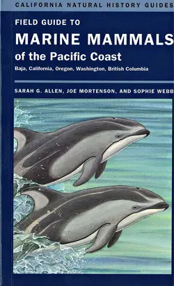 Book cover for 'Field Guide to Marine Mammals of the Pacific Coast' showing two dolphins leaping from the water.