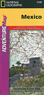 Front cover of a National Geographic Adventure Map for Mexico, showing ancient ruins and a detailed map section.