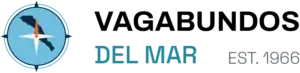 Logo for Del Mar, featuring a light blue compass rose with an orange needle and a dark teal landmass, alongside the text 'DEL MAR EST. 1966' on a black background.