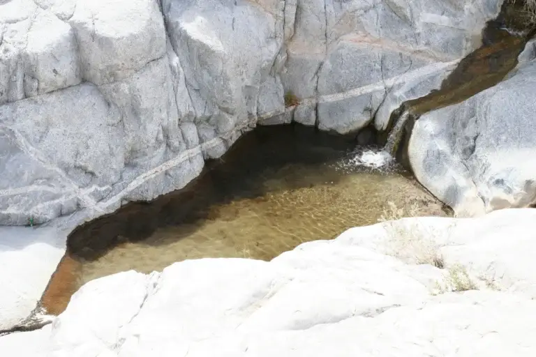 Cañón de Guadalupe 1 Clear rock pool with small cascade in granite, Cañón de Guadalupe